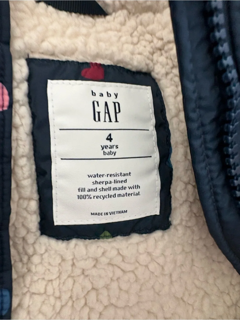 GAP Baby Navy and Cream Sherpa-Lined Jacket